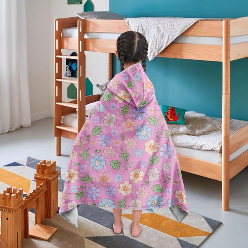 JOPJOLIW 30"X50", Girls Hooded Bath Towel, Toddler Bath Towel Cute Flower Poncho Towels for Girls Boys, Absorbent Bath