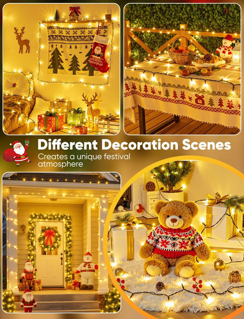 4 Pack 66 200 Timer,8 Brightown Christmas Lights Battery Operated, Total FT LED Battery Powered Fairy Lights with Mode