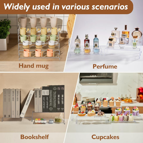 2 Set 10 Pack Toys(12.4L~12L~11.6L~11.2L~10.8L) Aminigram Large Acrylic Display Risers, - Collectibles Display Shelf