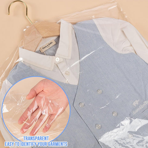 50 Pack Plastic Dry Cleaning Bags, 60x120 cm Clear Dust-proof Garment Bags for Dry Cleaner and Storage