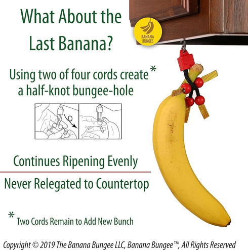 Banana Bungee Red Banana Hook Holder, Made in USA, for Multiple Bunches or Single Banana
