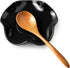 Cute Black Ceramic Spoon Rest for Kitchen Counter, 5.3" Spatula Holder for Multiple Utensils, Farmhouse Decor