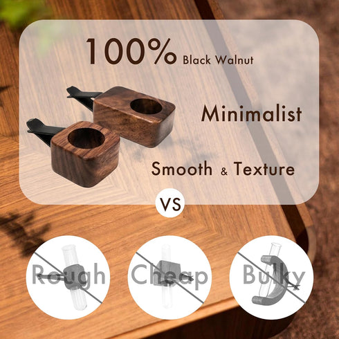 Set 2 of Black Walnut Car Propagation Vases - Stylish Clip-On Holders for Flowers & Plants