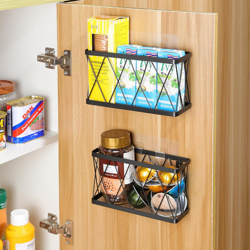 YIGII 3 Pack Adhesive Cabinet Organizer Storage, Wall Mounted Lid Organizer for Tupperware - Black Stainless Steel