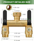 LNEZCDB 2 2 3/4 Inch Hose Splitter Way Heavy Duty, Full Flow Garden Hose Splitter with Long Metal Handles, Brass Rust