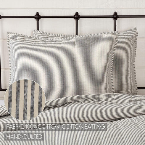 VHC Brands Hatteras Seersucker Blue Ticking Stripe Standard Sham, 21x27