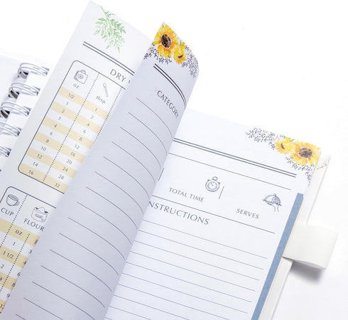 OUTSHINE 6x9 Sunflower Hardcover Recipe Binder: Blank Recipe Book for Your Own Recipes