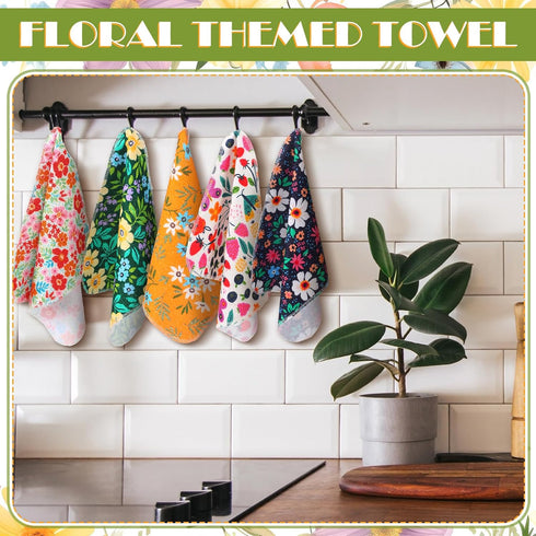 18 Redbaker Pcs Flower Reusable Paper Towels Rolls Washable Paperless Paper Towels Bulk Cloth Cotton Napkin