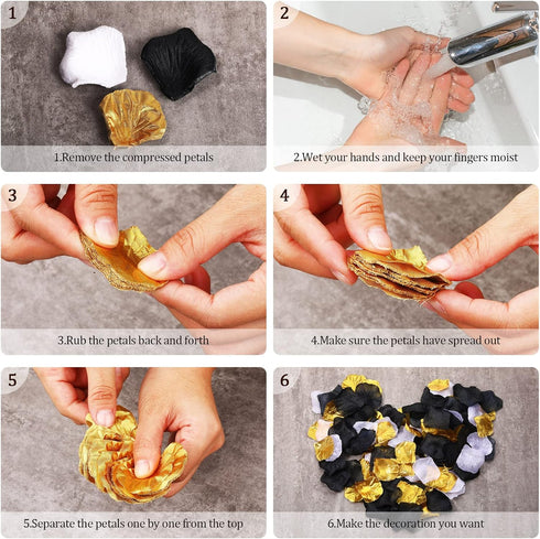 Syhood 1, 600 Pcs Artificial Fake Rose Flower Petals for Wedding Decoration, Aisle Scatter, Birthday Party - Gold,