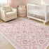 5x7 Pink Rug for Bedroom Girls, Washable Rug for Floral Nursery Decor, Cute Soft Low-Pile Non Slip Indoor Floor Carpet