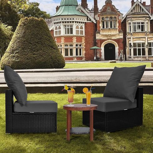 Set, 6 Inch Giantex Patio Cushion Deep Seat and Back Cushion, Outdoor Chair Pads with Ties, Cushion Replacement