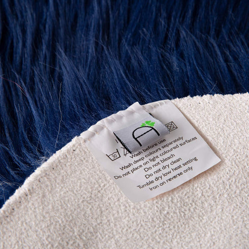 Ashler Fluffy Shaggy Area Rug, Ultra Soft 2 x 3 Feet Sheepskin Fur Rug, Navy Blue, Machine Washable for Bedroom, Living