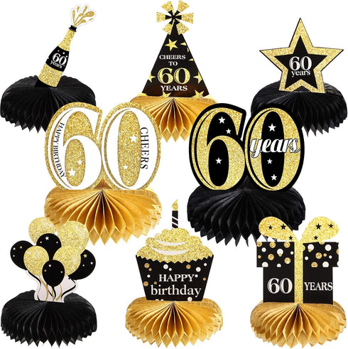 8 Piece 60th Birthday Decoration, Centerpieces and Table Toppers for Sixty Years Party Favors
