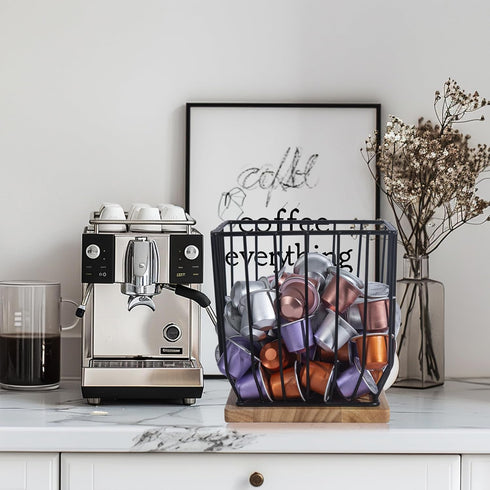 Extra-Large Coffee Pod Holder, K Cup Storage for Small Space, Coffee Pod Basket, Coffee Station Organizer, Accessories