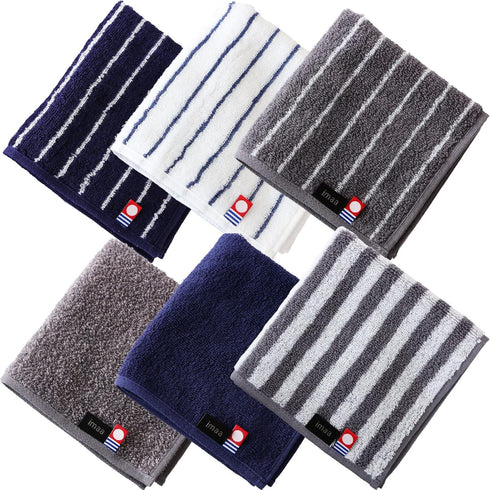 Japanese Imabari Towel Set 6 Pack 9.8"x9.8" Mini Face Towels, 100% Cotton,