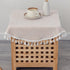 24 Inch Linen Small Round Tablecloth Beige Washable Wrinkle Resistant Table Cover with Tassels Farmhouse Decorative