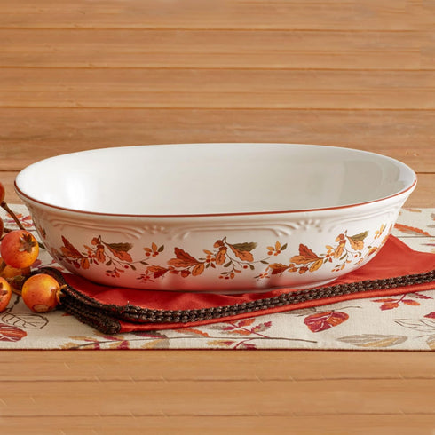 Pfaltzgraff Autumn Berry Oval Vegetable Bowl, 11 Inches, White
