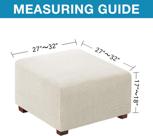 Flamingo P Stretch Ottoman Cover - Square Ottoman Slipcover Furniture Protector - Biscotti Beige