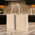 KAF Home Jute Market Tote Bag with Handles, Triple Stripe