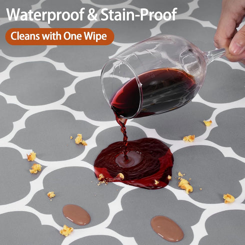 45-54" Summer Fitted Round Tablecloth Waterproof Table Cloth Vinyl Indoor Outdoor Circle Coffee Cover for Tables Dining