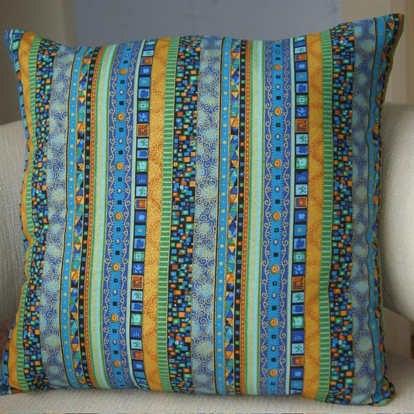 TAOSON Blue Stripe Bohemian Style Antique Cotton Blend Linen Sofa Throw Pillowcase - 24x24 Inch