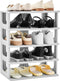 TRZZ 5-Tier Narrow Shoe Rack, Height-Adjustable Shoe Organizer for Closet, Entryway, Small Space, Grey Plastic