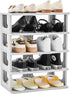TRZZ 5-Tier Narrow Shoe Rack, Height-Adjustable Shoe Organizer for Closet, Entryway, Small Space, Grey Plastic