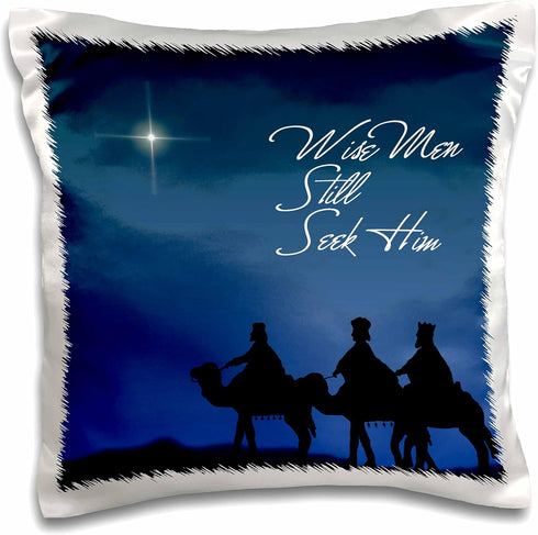 3dRose pc_30754_1 Wise Men Still Seek Him Magi Following The Christmas Star - Pillow Case, 16 by 16"