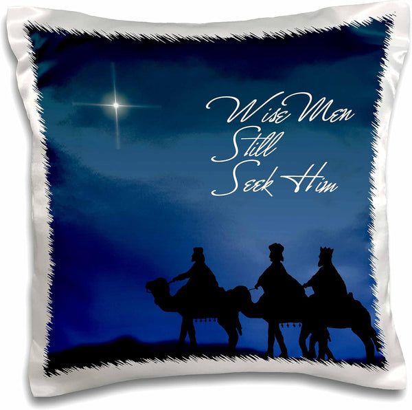 3dRose pc_30754_1 Wise Men Still Seek Him Magi Following The Christmas Star - Pillow Case, 16 by 16"