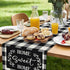 90 Inches (13x90) Buffalo Plaid Linen Table Runner Black and White Checkered Table Runners Long - Heat Resistant