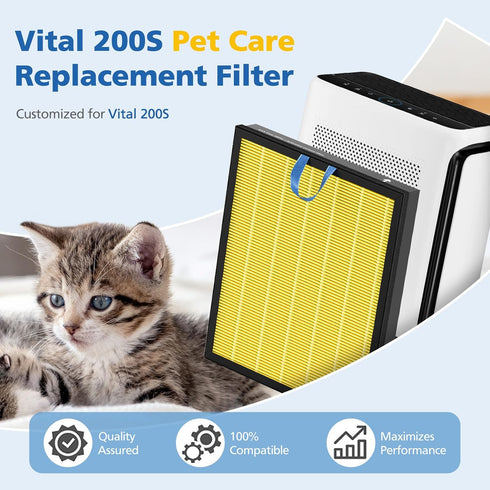 Vital 200S Pet Care Replacement Filter for LEVOIT Vital 200S Air Purifier, 3-in-1 H13 Grade True HEPA Activated Carbon,