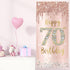 70th Birthday Door Banner Decorations - Pink Rose Gold Happy 70th Birthday Poster Sign for Party Supplies