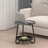 2 Tier Coffee Table in Living Room, Industrial Style Round Coffee Table with Metal Tray, Wood Small Outdoor Coffee