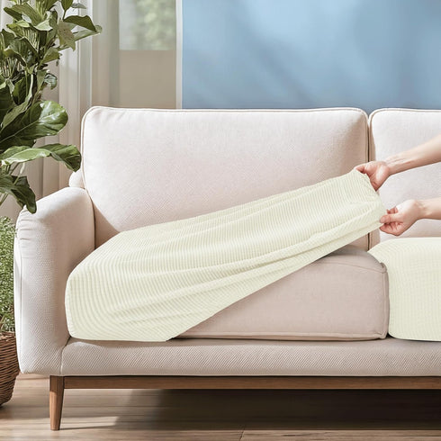 CHUN YI 2PC Stretch Couch Cushion Covers, Sofa Seat Slipcovers for Armchair Loveseat with Spandex Jacquard Fabric,