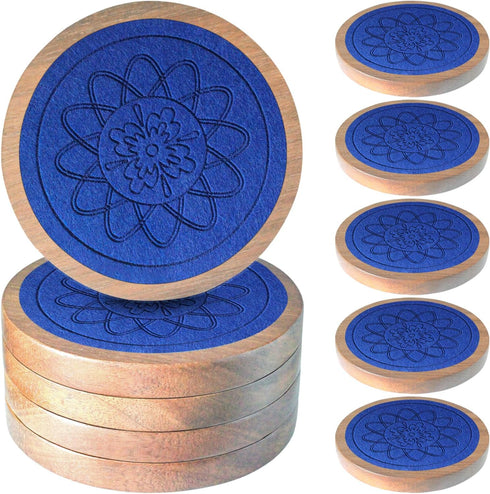Minacun 5 Pack Wood Coasters for Drinks, Absorbent Coaster Set, Drinks Coasters for