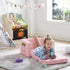 2-in-1 Ulax furniture Kids Fold Out Couch Children Convertible Sofa to Lounger with Soft Plush Fabric(Pink Rainbow)