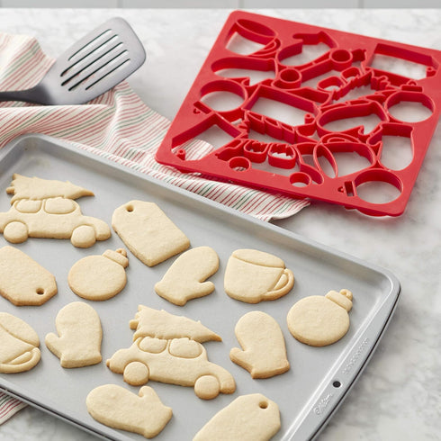 Wilton Multi-Cookie Cutter Sheet, Holiday Design, Red