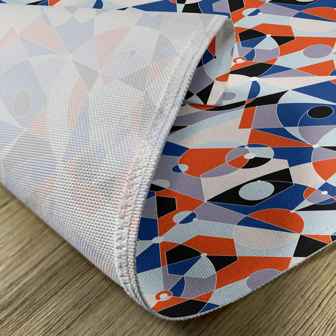 Ambesonne Set of 4 Mid Century Place Mats, Mosaic of Various Shapes and Colors, Washable Fabric, Blue Orange
