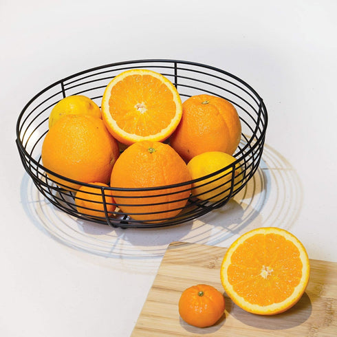 CAXXA Countertop Fruit Bowl, Wire Basket for Fruits, Breads, Vegetables, Snacks, BLACK