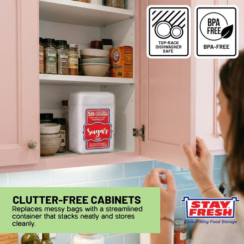 Stay Fresh Sugar Storage Container Kitchen Discovery Snap Close Sugar Canister Keeps Granules Fresh, Pourable