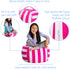 Posh Stuffable Kids Stuffed Animal Storage Bean Bag Chair Cover, Medium 27" - Children's Toy Organizer, Canvas Stripes