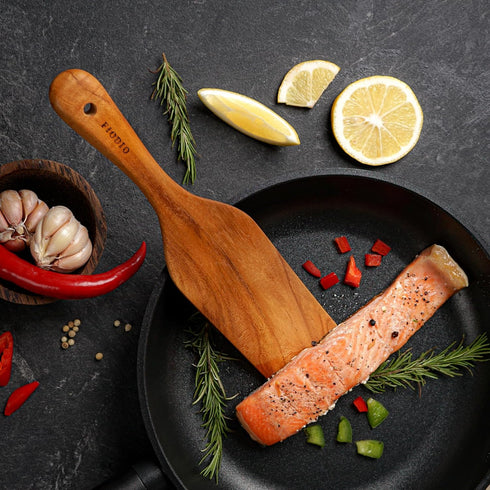 Teak Wooden Spatula, Spoons & Spurtle for Cooking Handcrafted, Natural Non-Stick Kitchen Utensils with Comfort Grip