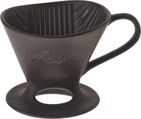 Melitta 1 Cup Porcelain Pour-Over Cone Coffeemaker, Glossy Black