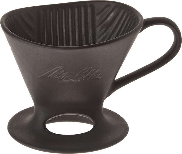Melitta 1 Cup Porcelain Pour-Over Cone Coffeemaker, Glossy Black
