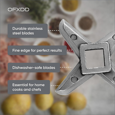 Replacement Blades for Grinder - Size #5, Pack of 2 Metal Blade for Meat Grinding, Stainless Steel Knife for Hand