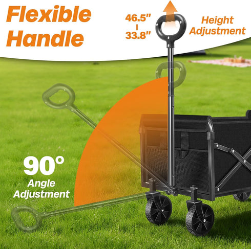 Exovyn 360lbs Collapsible Wagon Cart Foldable, Portable Folding Wagon with Wheels, Foldable Wagon Carts Utility