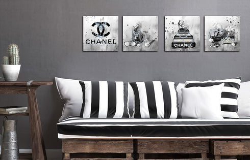 Meetdeceny Black And White Fashion Wall-Art for Bedroom Women - 10"x10" 4 Pieces Canvas Artwork Ready To Hang