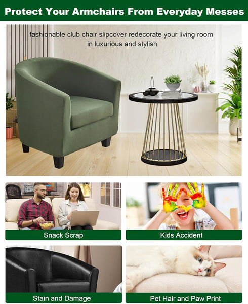 2 CRFATOP Piece Club Chair Slipcover Stretch Barrel Chair Covers Solid Tub Chair Slipcovers Soft Armchair Covers