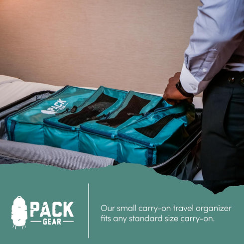Pack Gear Hanging Carry-On Organizer - Standard Hanging Luggage Organizer Fits Any Carry On - Green, S