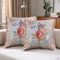 Set of 2 Vintage Blue Embroidered Throw Pillows Covers 18x18inFlowers Retro European